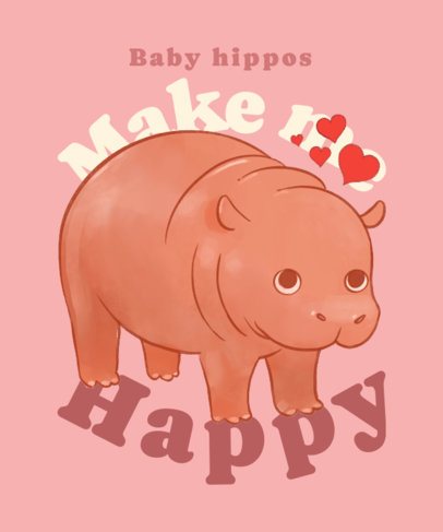 T-Shirt Design Generator Inspired by the Moo Deng Meme With a Cute Hippo