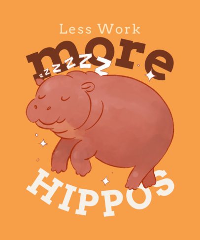 T-Shirt Design Creator Featuring a Sleepy Hippo Inspired by Moo Deng 7085c