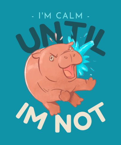 T-Shirt Design Template Featuring a Moo Deng-Inspired Graphic and a Funny Quote 7085d