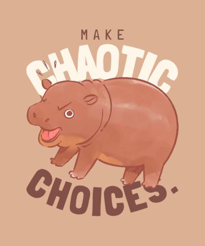 T-Shirt Design Maker With a Cute Angry Hippo Inspired by Moo Deng