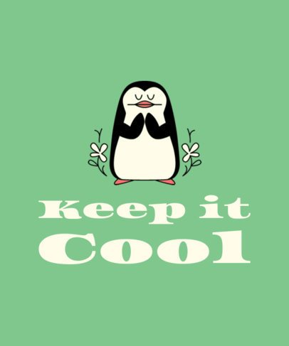 Cartoonish T-Shirt Design Template Featuring a Cool Penguin Graphic