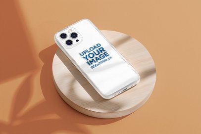 Mockup of an AI-Generated Clear iPhone 15 Pro Case Placed on a Smartphone m51635