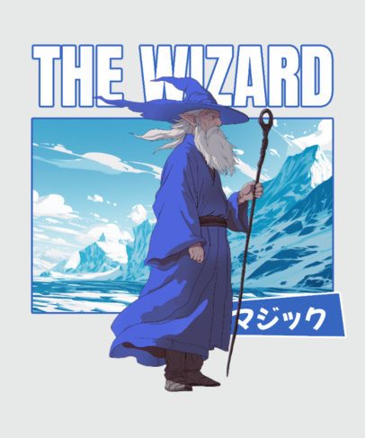 T-Shirt Design Generator Featuring an Anime Wizard Inspired by an Epic Adventure Trilogy 7093b