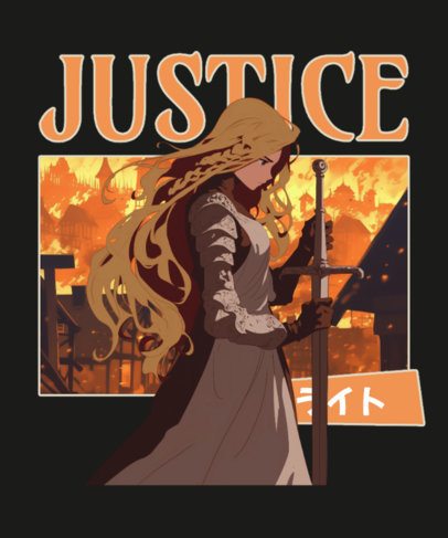 Epic Adventure Trilogy T-Shirt Design Maker Featuring a Justice Quote and an Anime Style 7093e