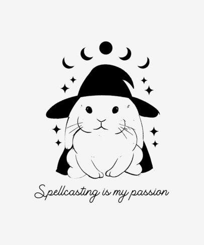 Illustrated T-Shirt Design Template With a Bunny Inspired by a Witches Coven Show
