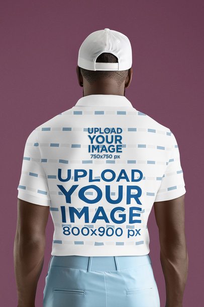 Back-View Mockup Featuring an AI-Created Man Wearing a Polo Shirt 