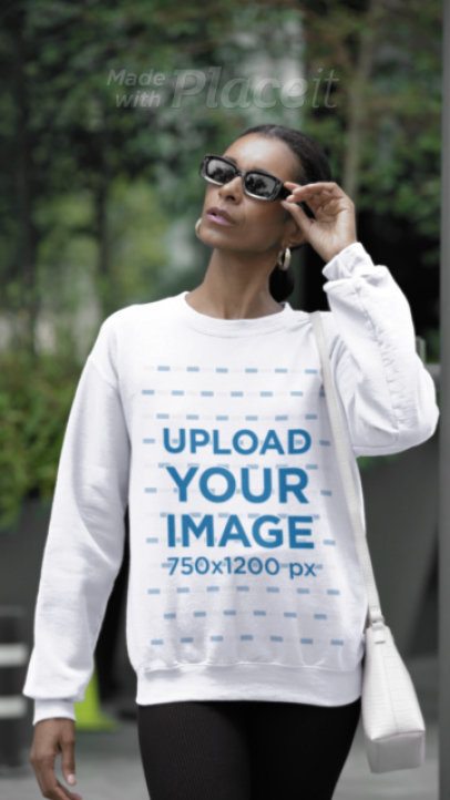 Gildan Sweatshirt Video Featuring a WomanWith an Athleisure-Styled Look 8937v