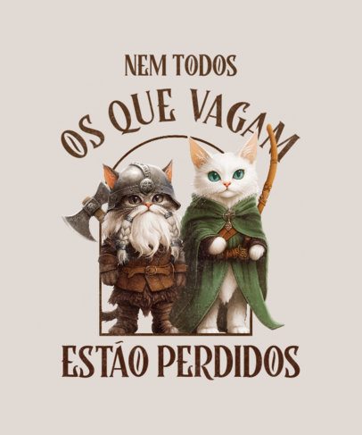 Cat-Themed T-Shirt Design Maker for Epic Adventure Trilogy Enthusiasts