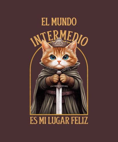 Fantasy T-Shirt Design Generator With an Epic Adventure Trilogy-Inspired King Cat Graphic