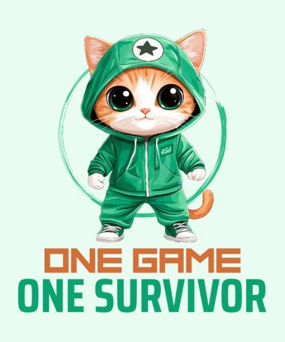 T-Shirt Design Template With a Deadly Games TV Show-Inspired Cat Player Graphic