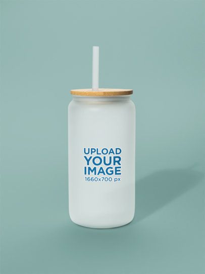 Mockup of a Frosted Libbey Placed on a Customizable Background m52400