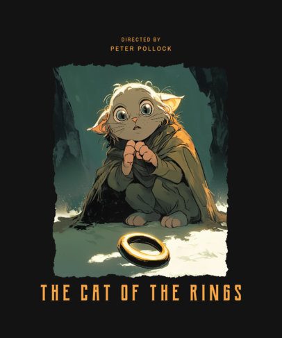 T-Shirt Design Maker Featuring a Cat Graphic Inspired by an Epic Adventure Trilogy Character