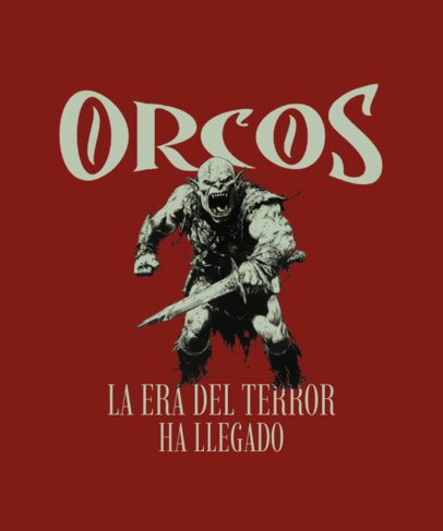 Illustrated T-Shirt Design Template With a Monster Graphic Inspired by an Epic Adventure Trilogy 7105g