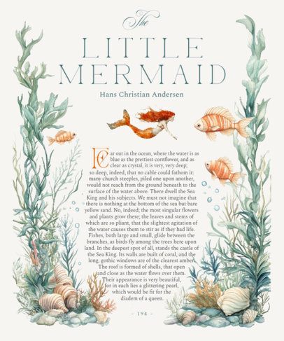 Back T-Shirt Design Maker Featuring a Minimalist Graphic Inspired by a Mermaid Fairy Tale  7109