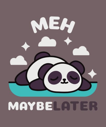 T-Shirt Design Template for Animals Enthusiasts With a Sleepy Panda Graphic
