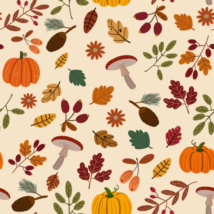 Fall-Themed Print Pattern Design Maker With Pumpkin and Leaves Graphics