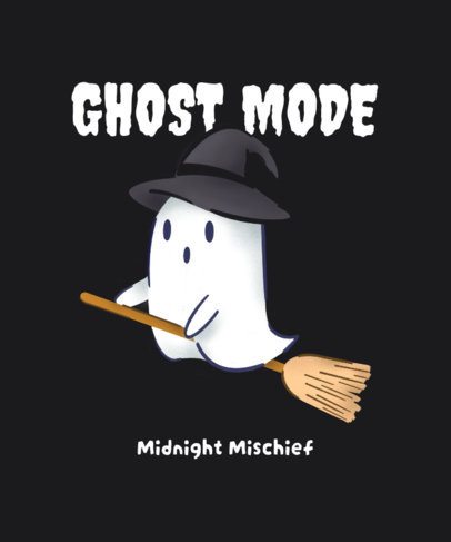 T-Shirt Design Creator Featuring a Cute Ghost Riding a Broom 7108b