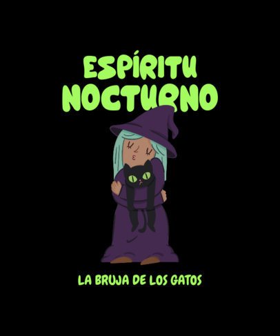 T-Shirt Design Template for Halloween Featuring an Illustrated Witch 7108e