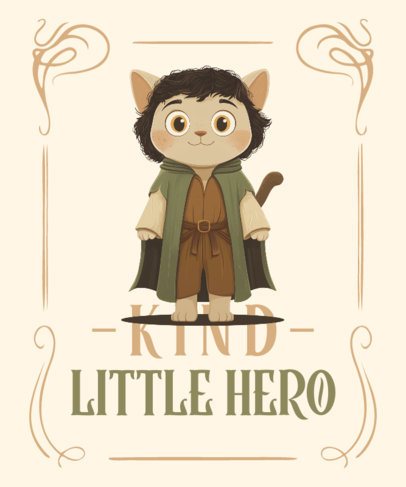 T-Shirt Design Creator Featuring an Illustrated Hero Cartoon Inspired by an Epic Adventure Trilogy