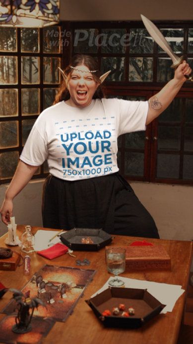 Oversized T-Shirt Video Featuring a Woman Playing RPG Games