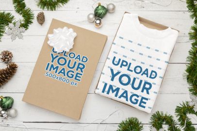 Christmas-Themed Mockup of a Gift Box with a Folded Cotton Heritage Sweatshirt m52493