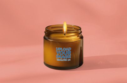 AI-Generated Mockup of an Amber Glass Scented Candle in a Colorful Background m51919