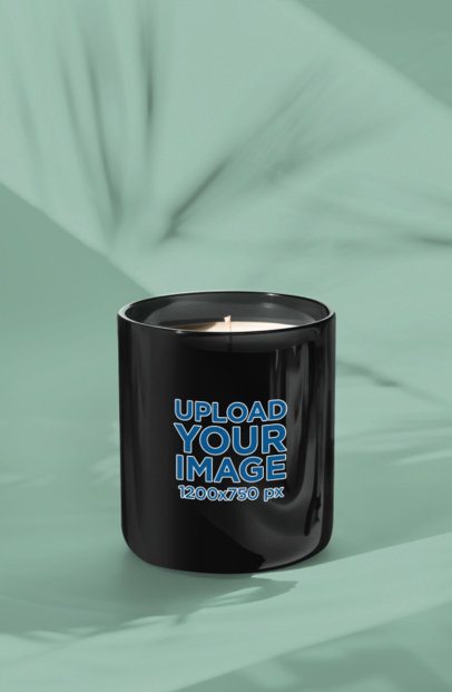 Black Glass Candle Mockup Featuring an AI-Created Solid Color Background m51925
