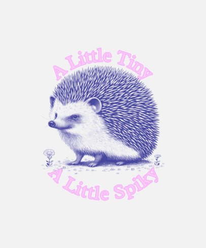 T-Shirt Design Template Featuring a Monochromatic Hedgehog Illustration