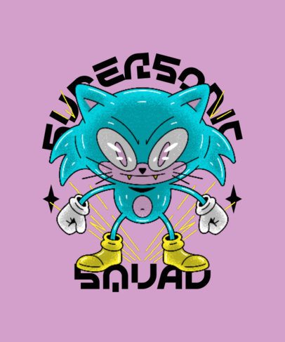 T-Shirt Design Maker Featuring a Hedgehog Game-Inspired Character Graphic