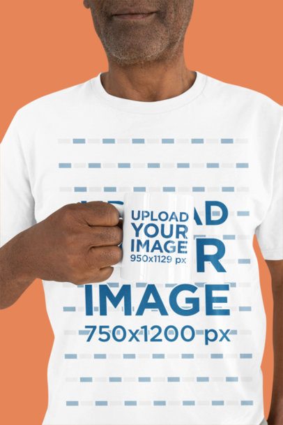 Closeup Mockup Featuring a Senior Wearing a T-Shirt and Holding an 11 oz Mug m51482