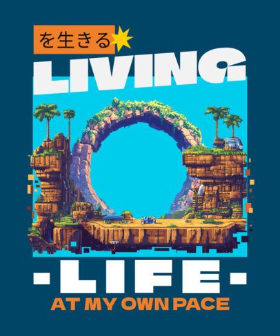 T-Shirt Design Creator Featurin an Illustrated World Inspired by a Hedgehog Game 7117c