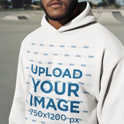 AI-Generated Mockup of a Serious Bearded Man Wearing a Pullover Hoodie