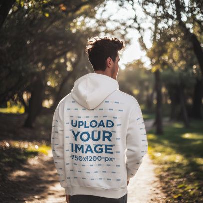 Back-View Mockup of an AI-Created Man Wearing a Hoodie with Customizable Sleeves