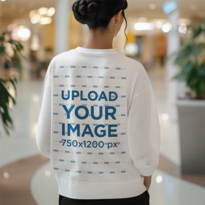 Back-View Mockup Featuring an AI-Generated Woman Wearing a Sweatshirt