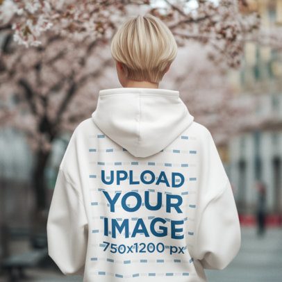 Back-View Hoodie Mockup Featuring an AI-Generated Person Standing in Front of a Tree