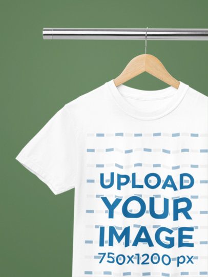 Mockup of a Comfort Colors T-Shirt Placed on a Wooden Hanger m52782