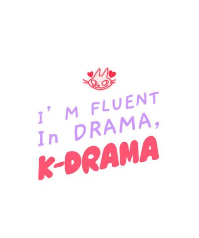 T-Shirt Design Maker Featuring a K-Drama-Themed Quote and a Cat Icon