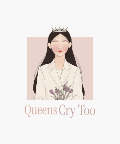 K-Drama-Inspired T-Shirt Design Template Featuring a Woman With a Crown