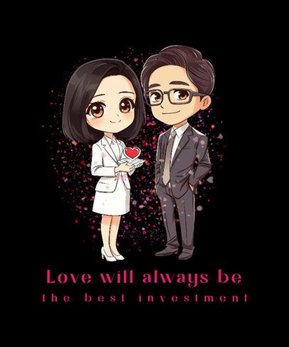 T-Shirt Design Creator With a Romantic Couple Graphic Inspired by a K-Drama