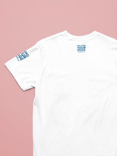Back-View Mockup Featuring a Comfort Colors  Pocket T-Shirt Lying on a Customizable Background m52764