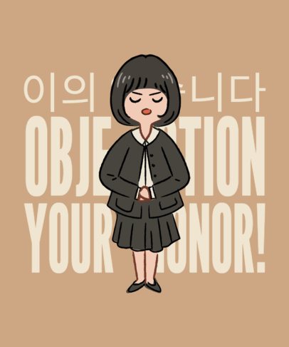T-Shirt Design Maker Featuring an Illustrated Girl Inspired by a K-Drama Series 6683 7125