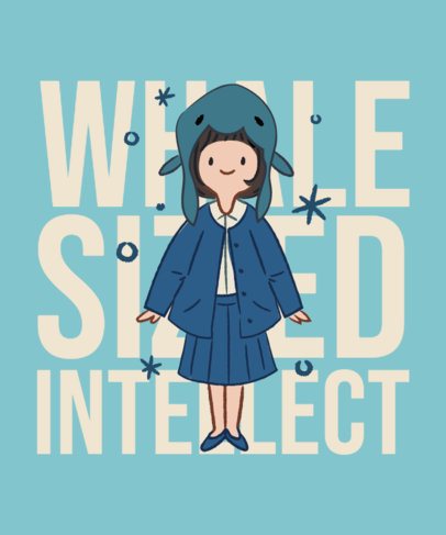 T-Shirt Design Template with a K-Drama-Inspired Illustration of a Smiling Girl 6683 7125