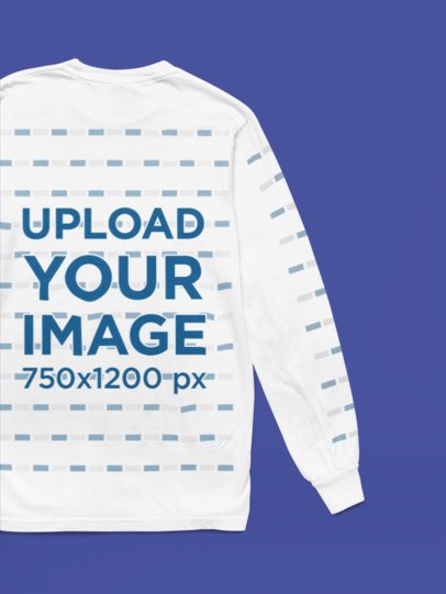 Back-View Mockup of a Long Sleeve Tee Placed over a Solid Background m52756