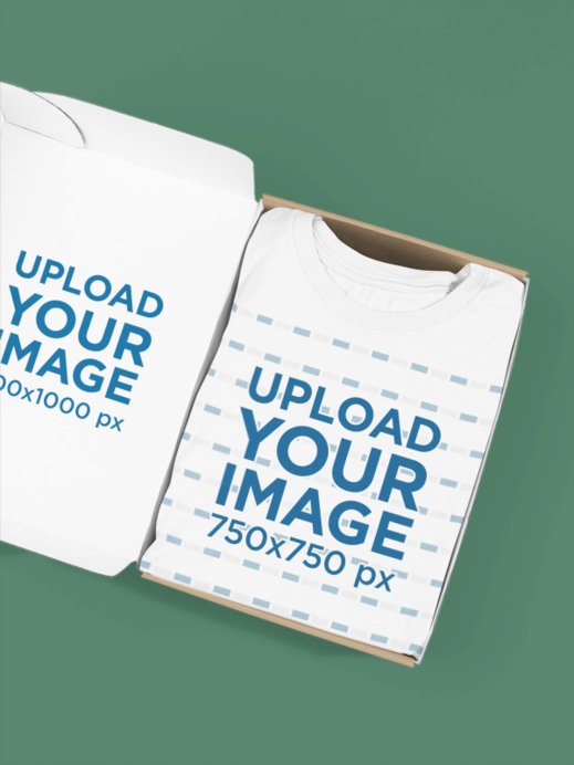 Open Box Mockup Featuring a Bella Canvas Round-Neck T-Shirt