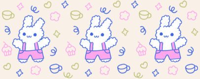 Illustrated  Libbey Glass Creator With Kawaii-Themed Rabbits 7132e