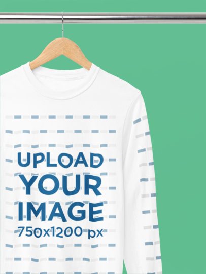 Mockup of a Comfort Colors T-Shirt with Long Customizable Sleeves Placed on a Hanger m52778