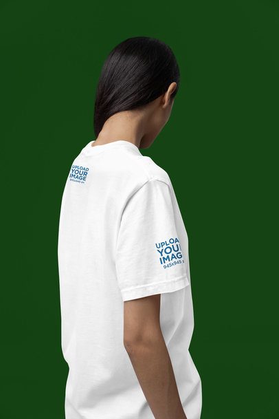 Back-View Mockup of a Woman Wearing a Comfort Colors Pocket Tee Against a Colorful Backdrop m52982