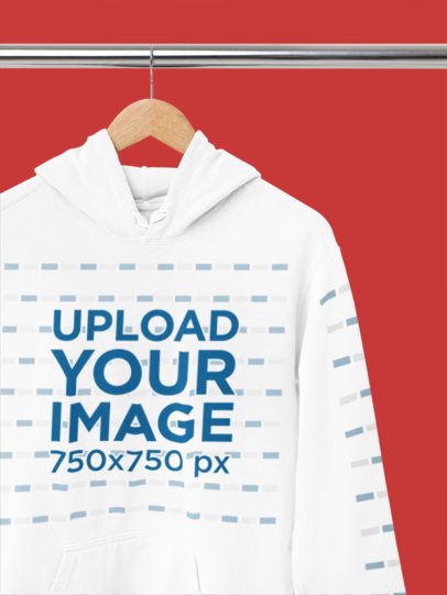Comfort Colors Mockup of a Pullover Hoodie With a Customizable Sleeve Placed on a Hanger m52770
