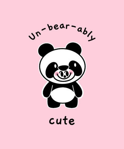 Funny T-Shirt Design Template With a Panda Graphic and a Pun Quote 7138g