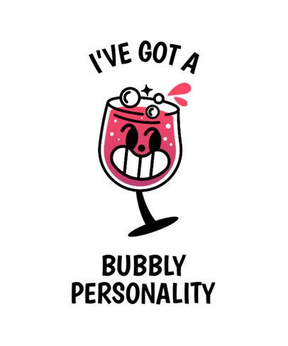 T-Shirt Design Maker Featuring a Cartoonish Red Wine and a Funny Theme